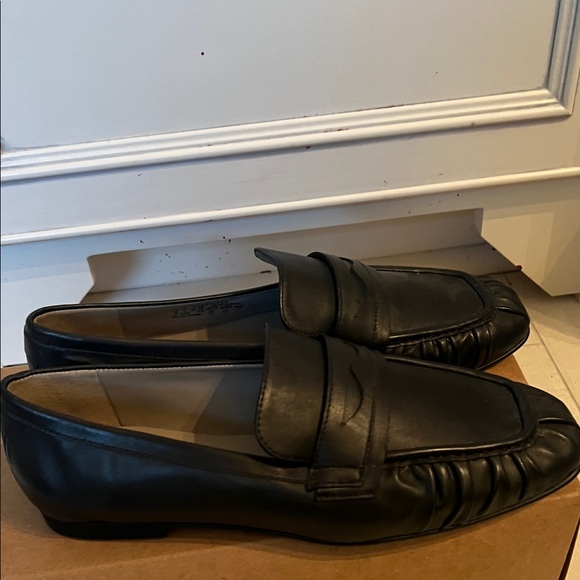 All Saints Black Leather Slip-On Loafers - Picture 3 of 7